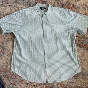 Ralph Lauren Men's Green Plaid Polo Short Sleeve Shirt Size 4XL Tall